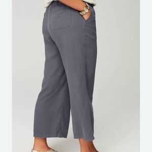 Pure Jill Linen-Blend Wide-Leg Crop Pants Purple Gray Size M